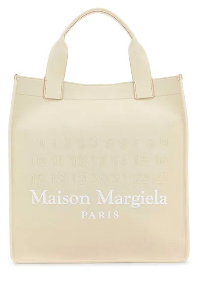 Maison Margiela Ivory Canvas Shopping Bag In Neutral