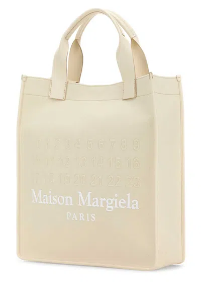 Maison Margiela Ivory Canvas Shopping Bag In Neutral