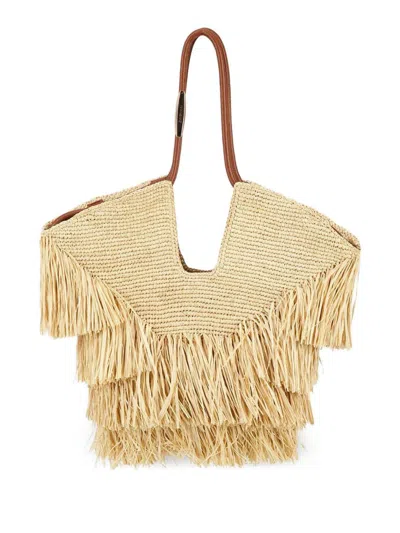 Zimmermann Goldentime Medium Raffia Tote Bag In Neutral