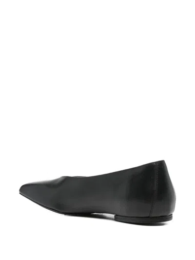 Rick Owens Leather Ballet Flats With Flat Sole And Square Toe In Black