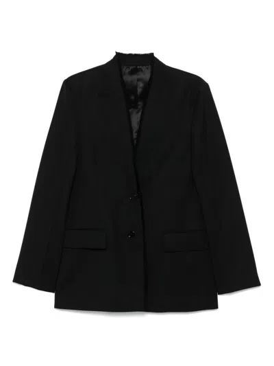Totême Single-breasted Wool Jacket With Notched Lapels In Black