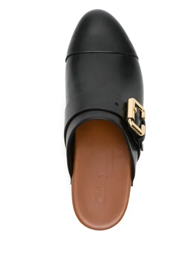 Chloé Chloè Jeannette Leather Clogs In Black