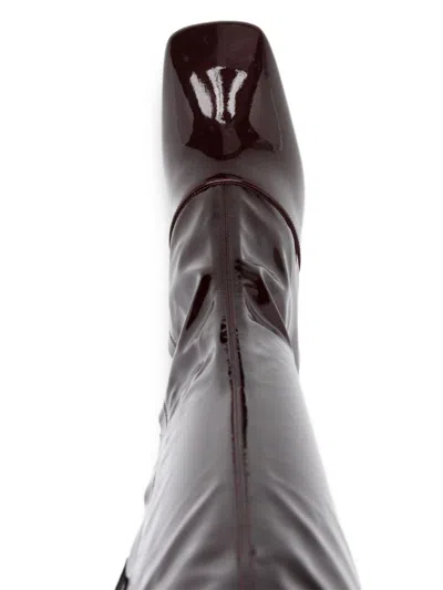 Chloé Janis High Heels Boots In Black Patent Leather In Burgundy