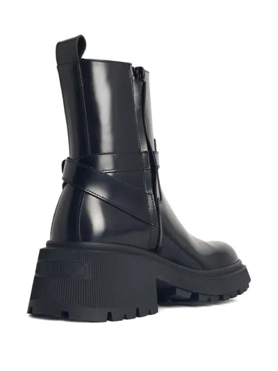 Jimmy Choo Buckle Strap Ankle Boots In Black