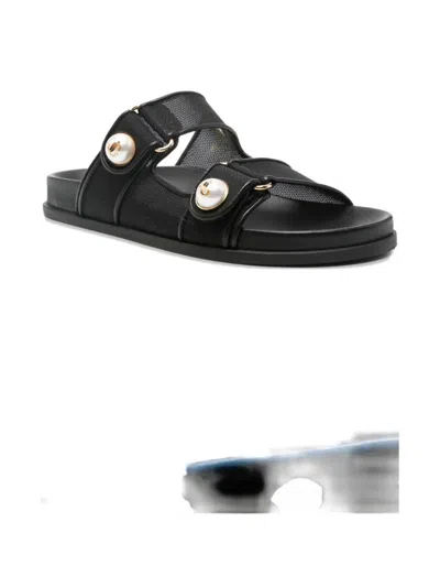 Jimmy Choo Double Strap Embellished Buttons Sandals In Black