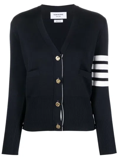 Thom Browne 4bar Wool Cardigan In Black