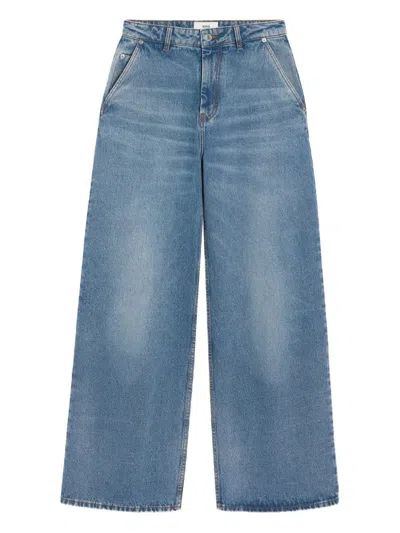 Ami Alexandre Mattiussi Wide Leg Denim Trousers Featuring Pockets In Blue