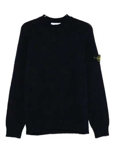 Stone Island Cotton Sweatshirt With Removable Logo Patch In Black