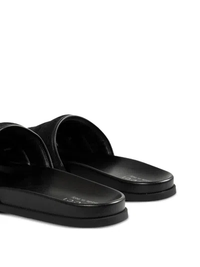 Gucci Gg-patterned Padded Slide Sandals In Black