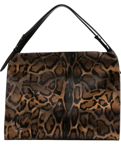 Christian Louboutin Baggy Leather Shoulder Bag In Animal Print