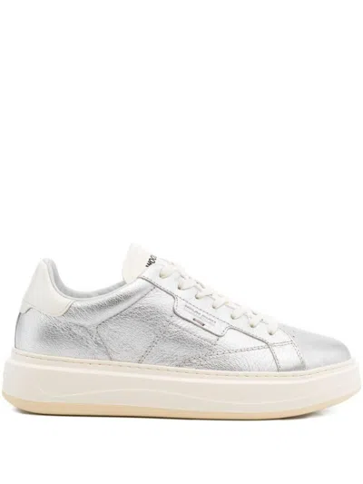 Woolrich Arrow Leather Sneakers In Silver