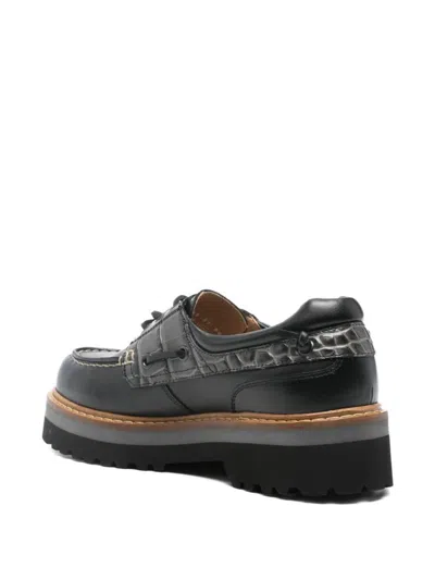 Woolrich Rock Leather Boat Shoes In Black