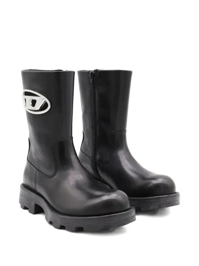 Diesel D-hammer Bkr D Leather Boots In Black