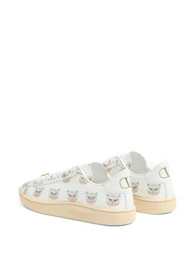 Valentino Royco Vlogo Cat-print Leather Sneakers In Multi