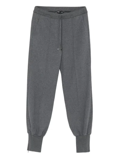 Tom Ford Tapered Leg Trousers With Adjustable Drawstring And Elasticized Cuffs In Gray