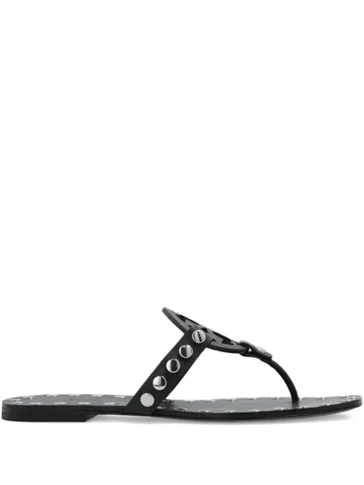Tory Burch Leather Sandals With Logo On The Front In White