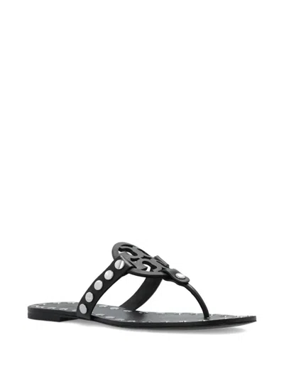 Tory Burch Leather Sandals With Logo On The Front In White