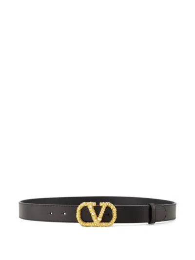Valentino Garavani Vlogo Signature Leather Belt In Brown