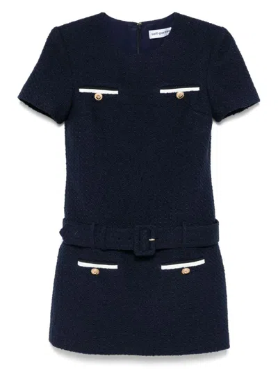 Self-portrait Self Portrait Navy Boucle Mini Dress In Blue