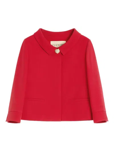 Valentino Heart-shaped Embellishment Jacket Jewel Detail In Red