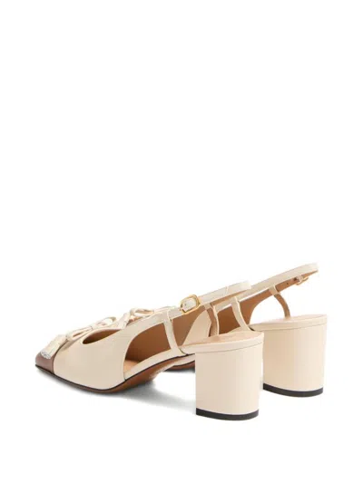 Valentino Slingback Valet Du Roi Pumps In Butter/tobacco In White
