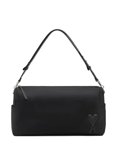 Ami Alexandre Mattiussi Ami Paris Marcel Large Nylon Shoulder Bag In Black