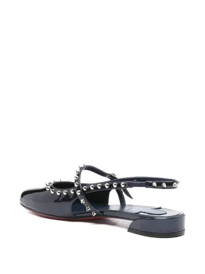 Christian Louboutin Black Patent Leather Sweet Janispikes Flat Ballerinas