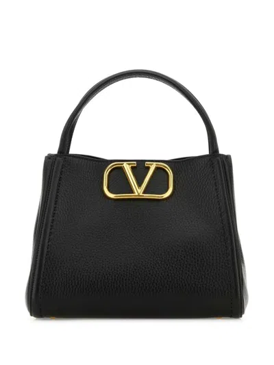 Valentino Garavani Alltime Medium Leather Handbag In Black