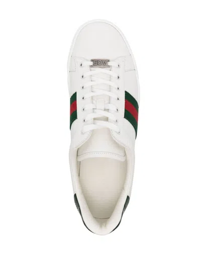 Gucci Ace Leather Sneakers In White