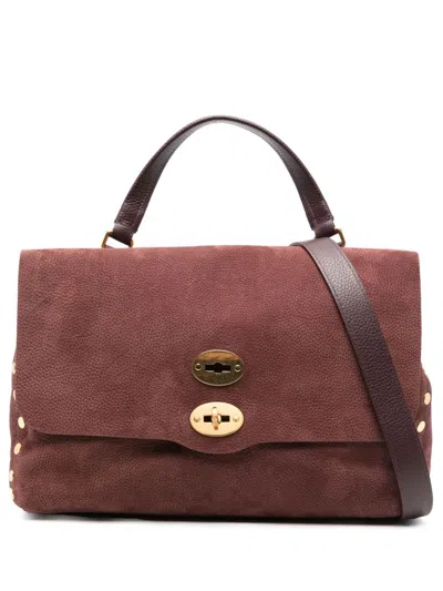 Zanellato Postina Jones Medium Suede Leather Handbag In Burgundy