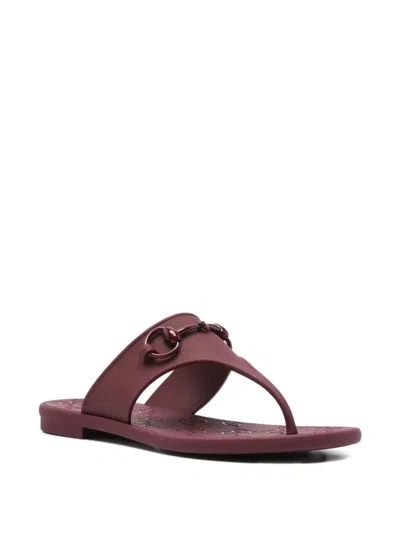 Gucci Horsebit Thong Sandals In Red