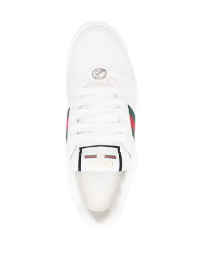 Gucci Screener Leather Sneakers In White