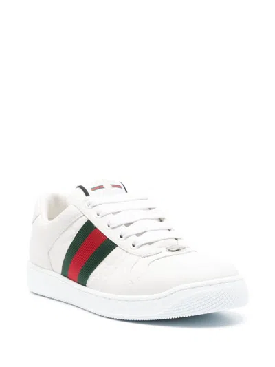 Gucci Screener Leather Sneakers In White