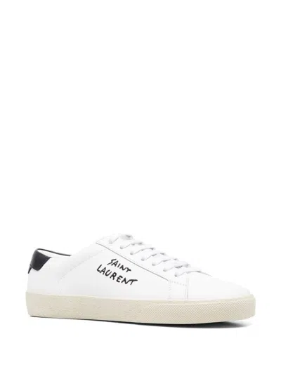 Saint Laurent Low-top Sneakers With Round Toe And Contrast Heel In White