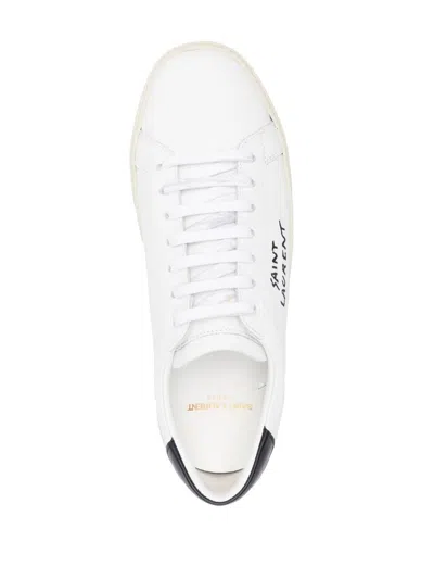 Saint Laurent Low-top Sneakers With Round Toe And Contrast Heel In White