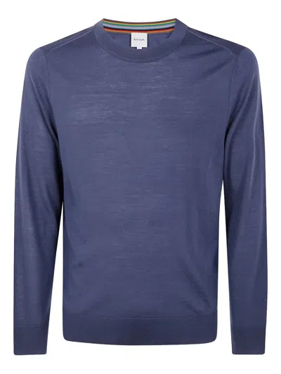 Paul Smith Merino Wool Crewneck Sweater In Blue