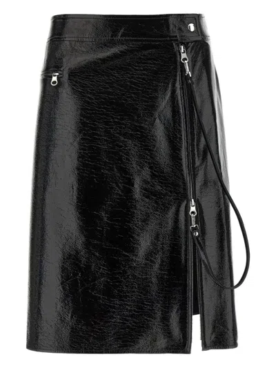 Courrèges Vinyl Skirt Featuring Zipper Accents In Black