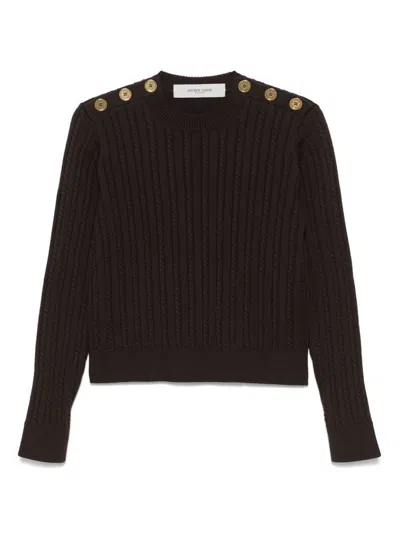 Golden Goose Wool Sweater With Button Detail In Brown