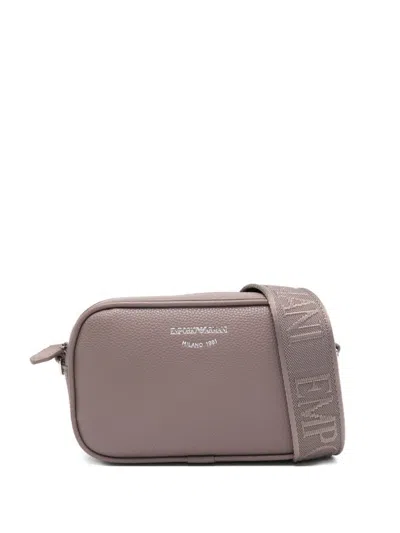 Emporio Armani Taupe Logo Crossbody Bag In Pink