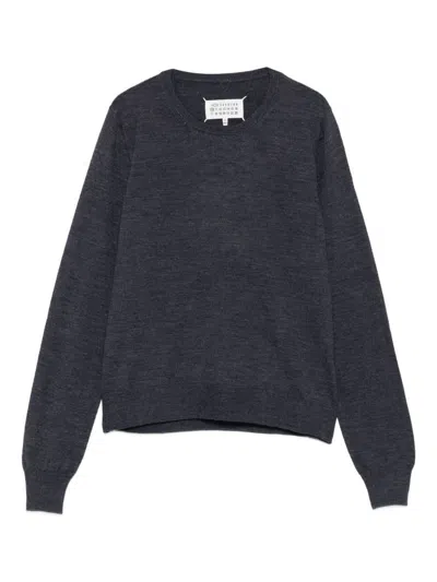 Maison Margiela Lightweight Wool Crewneck Long Sleeve Sweater In Gray