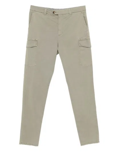 Brunello Cucinelli Cotton Cargo Trousers With Side And Back Pockets In Gray