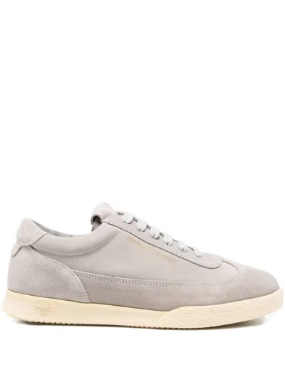 Ea7 Emporio Armani Suede Leather Sneakers In Gray