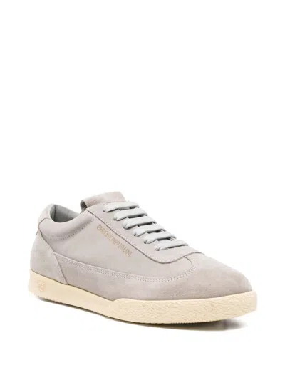 Ea7 Emporio Armani Suede Leather Sneakers In Gray