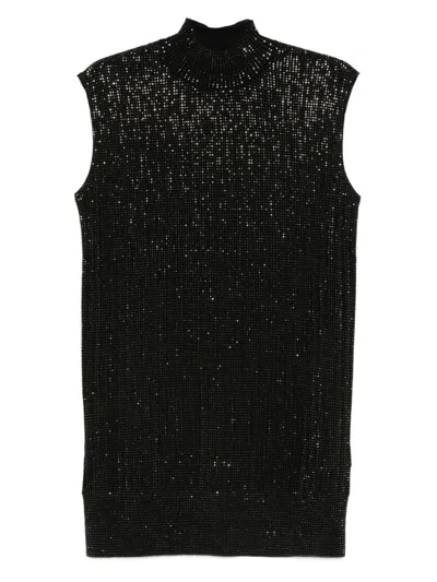 Emporio Armani Wool Blend Mini Dress In Black