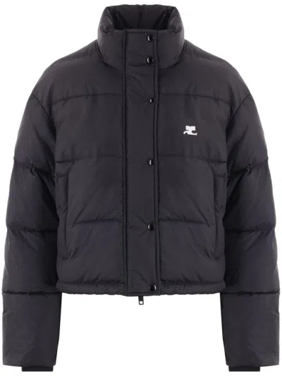 Courrèges Nylon Puffer Jacket In Black
