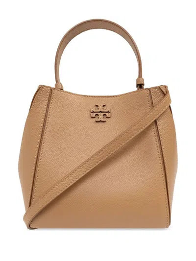 Tory Burch Mcgraw Small Leather Bucket Bag In Neutral