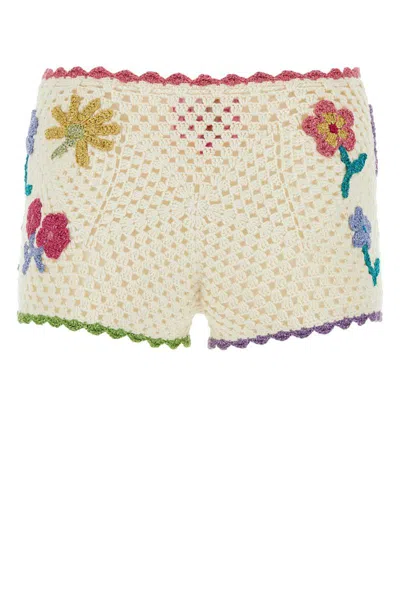 Rose Carmine Ivory Crochet Culotte In White