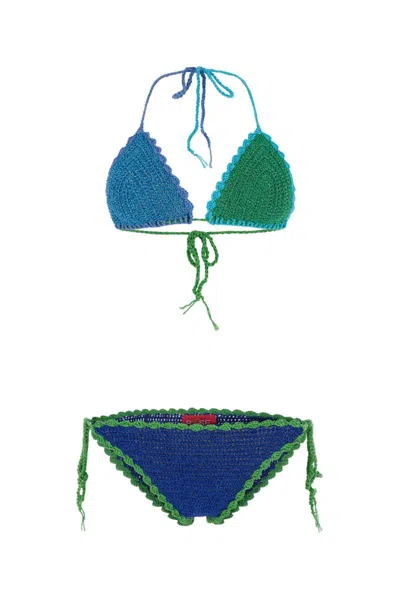 Rose Carmine Multicolor Crochet Bikini In Multi