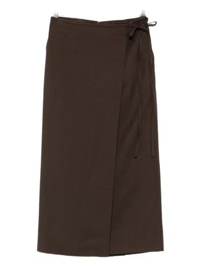 Dunst Midi Wrap Skirt In Brown