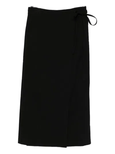 Dunst Midi Wrap Skirt In Black